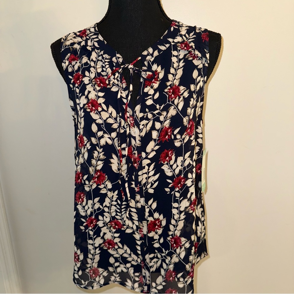 Fun 2 Fun Blue and White Tie Front Blouse